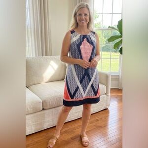 Dana Buchman Sleeveless Mini Dress Size M Geometric Print silky